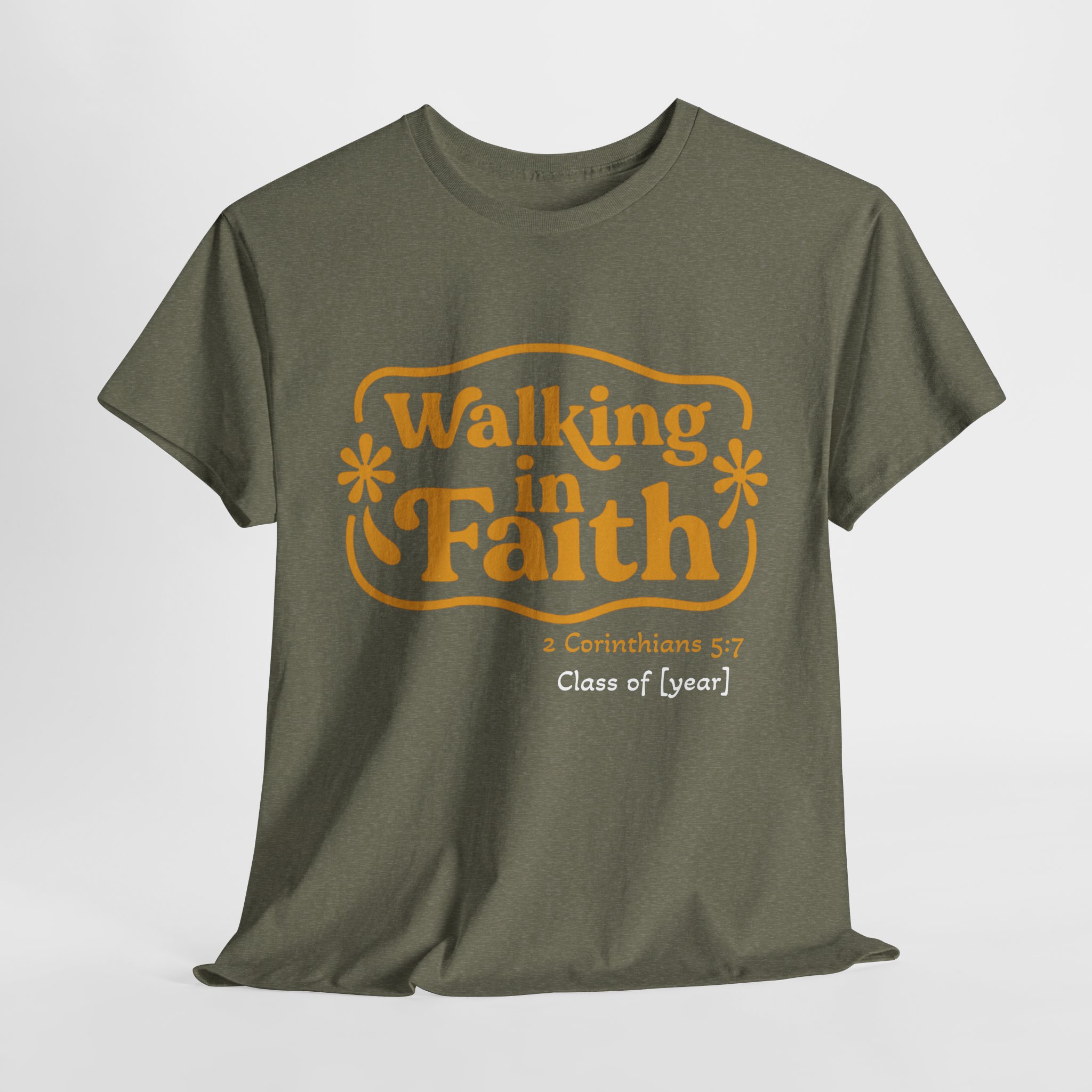 Personalized Walking in Faith Heavy Cotton Tee – 2 Corinthians 5:7 - Image 29