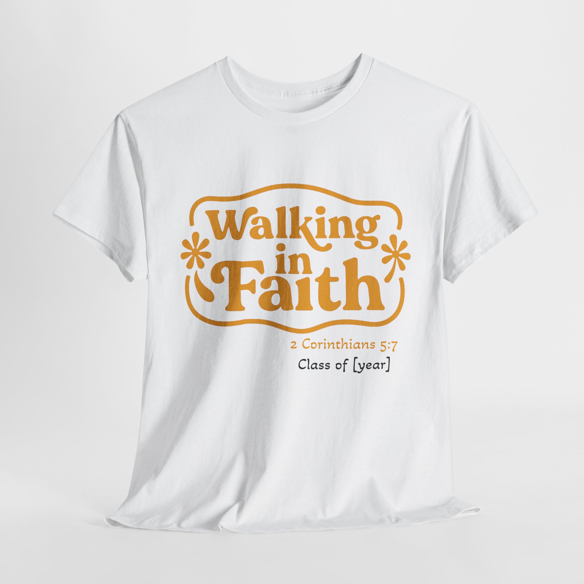 Personalized Walking in Faith Heavy Cotton Tee – 2 Corinthians 5:7