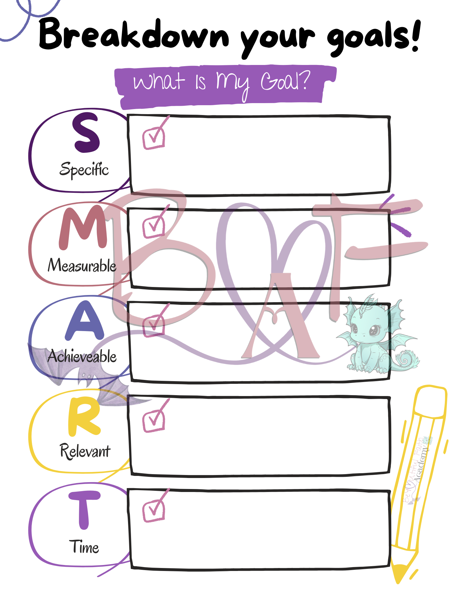 Achieve Your Dreams ~ Printable SMART Goals Worksheet