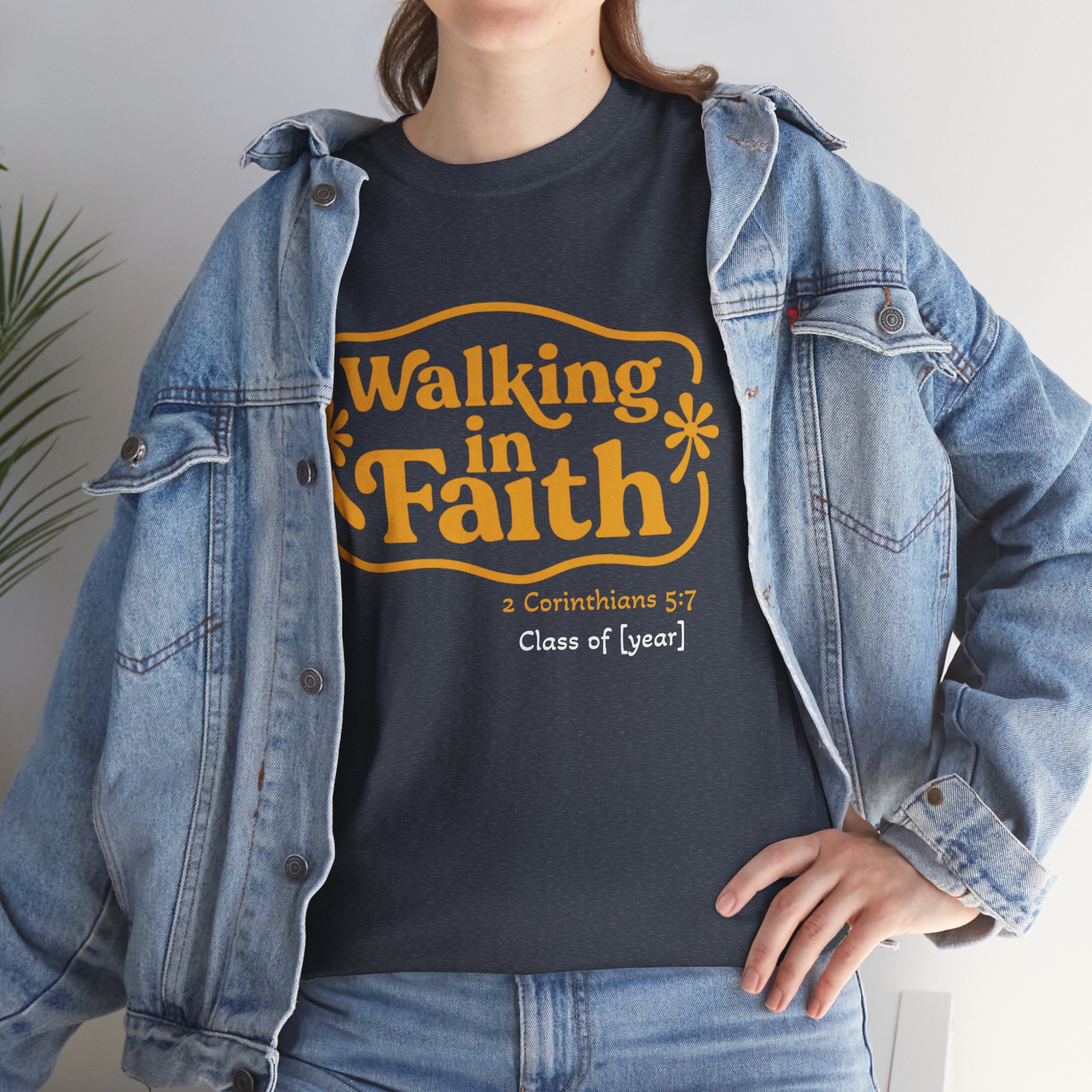 Personalized Walking in Faith Heavy Cotton Tee – 2 Corinthians 5:7 - Image 41