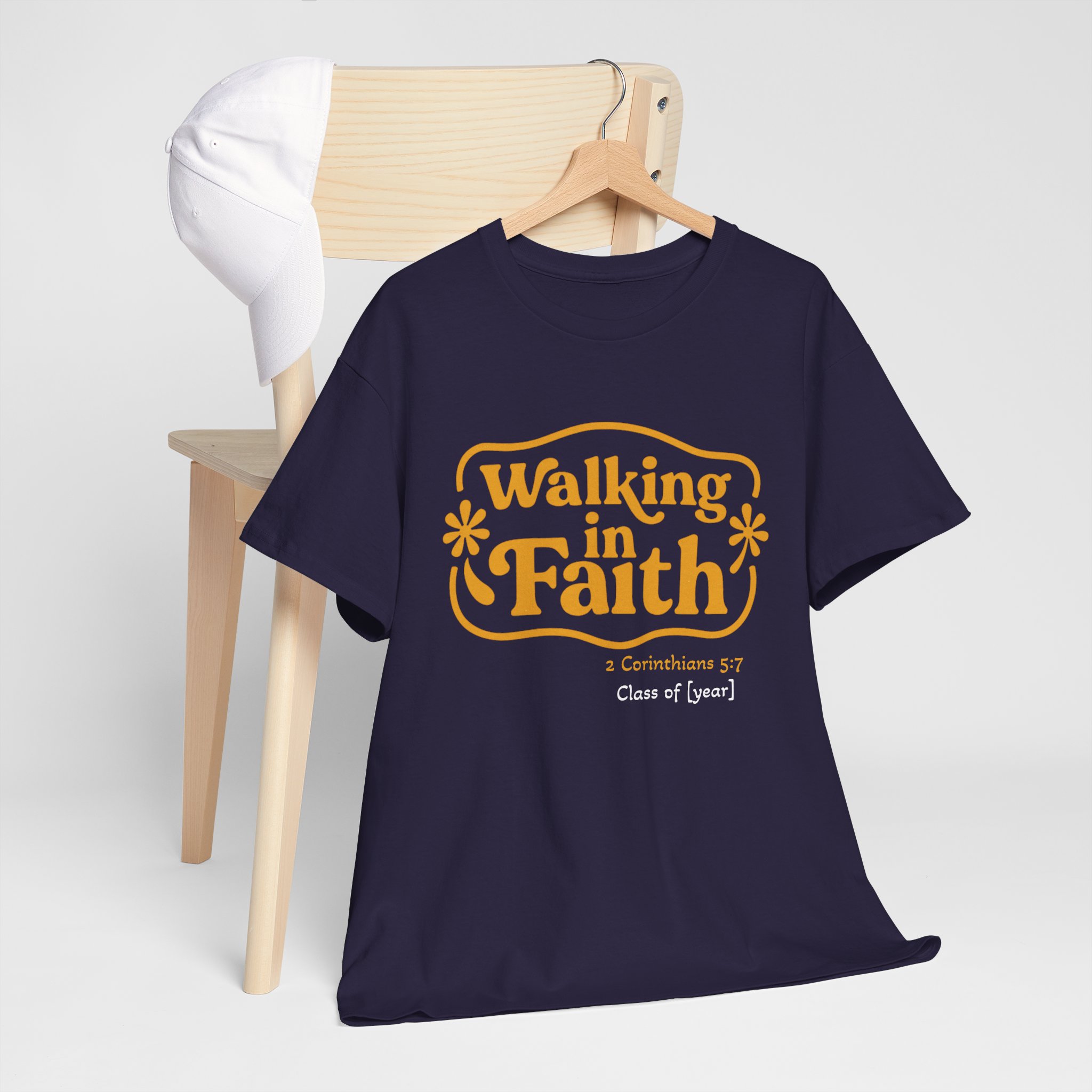 Personalized Walking in Faith Heavy Cotton Tee – 2 Corinthians 5:7 - Image 49