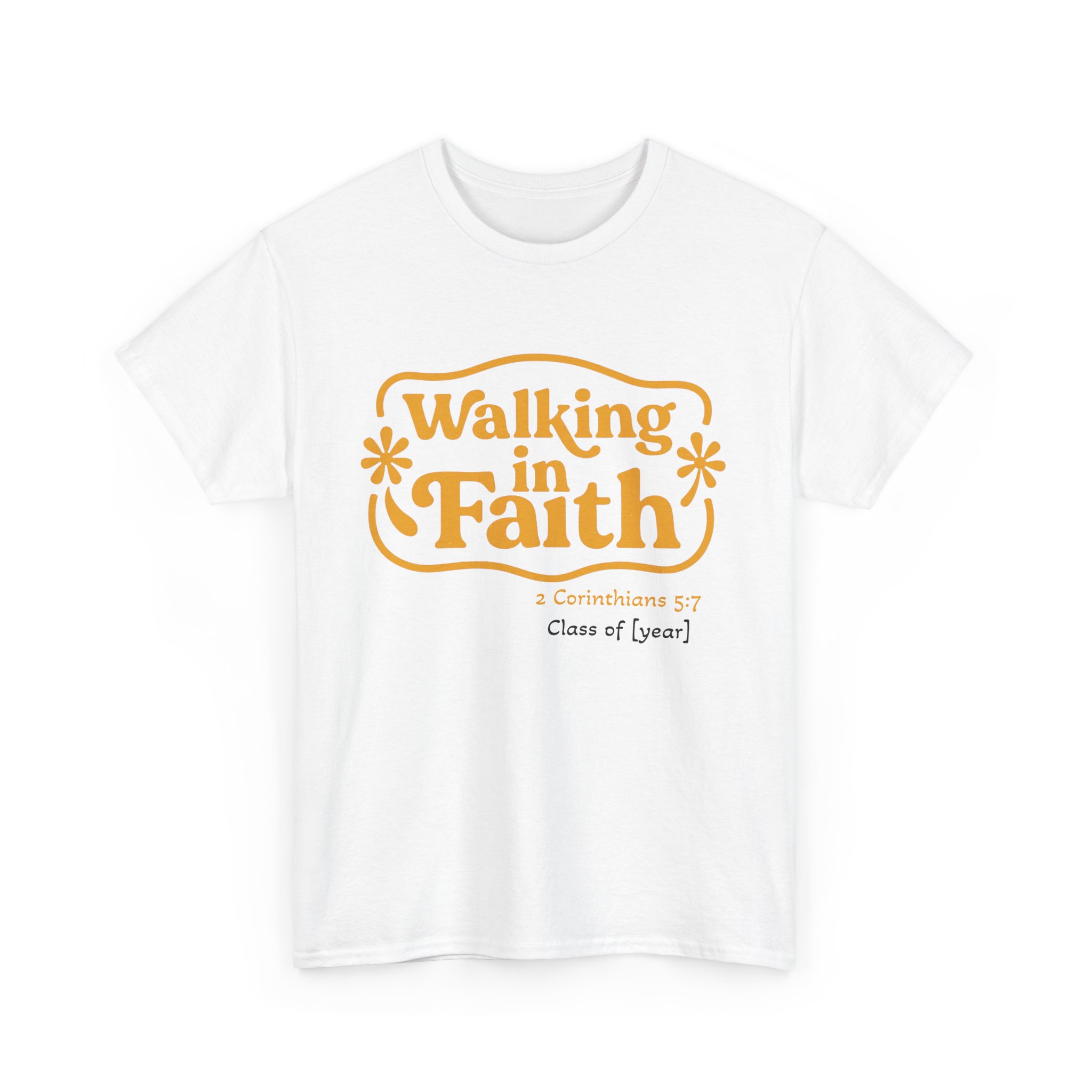 Personalized Walking in Faith Heavy Cotton Tee – 2 Corinthians 5:7 - Image 3