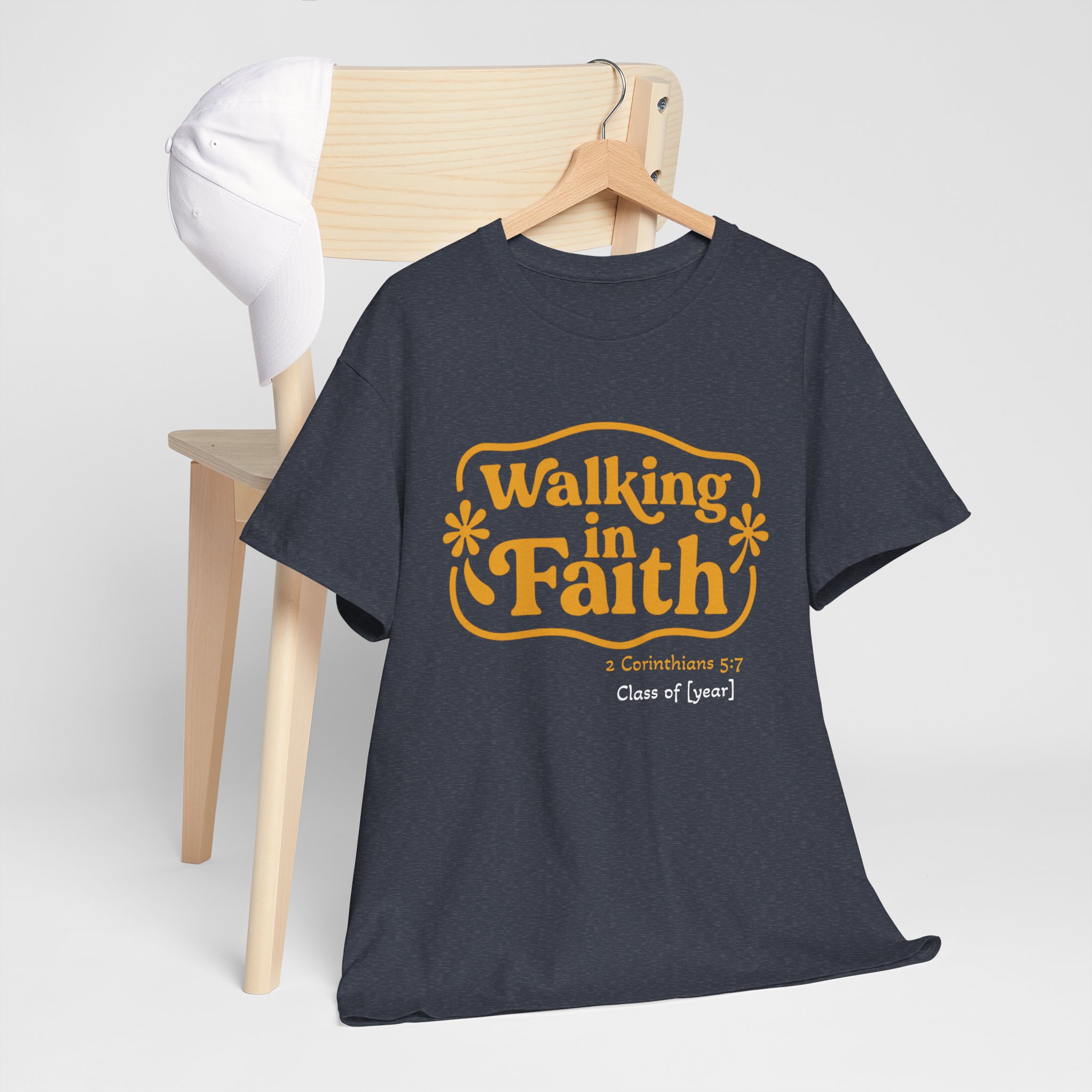 Personalized Walking in Faith Heavy Cotton Tee – 2 Corinthians 5:7 - Image 39