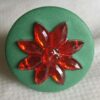 Green Poinsettia Button Ring