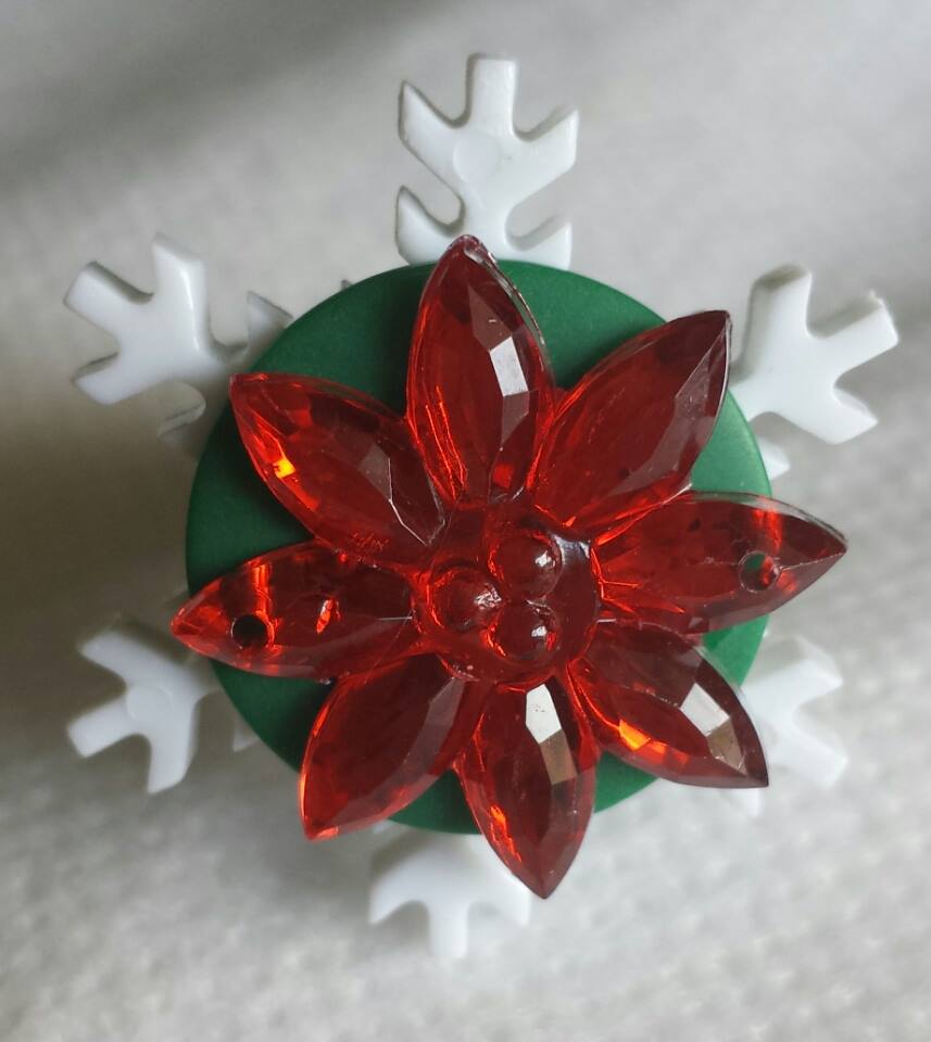 Snowflake Poinsettia Button Ring