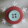 Snowflake Red Blue Button Ring