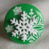 Green Snowflake Snowfall Button Ring