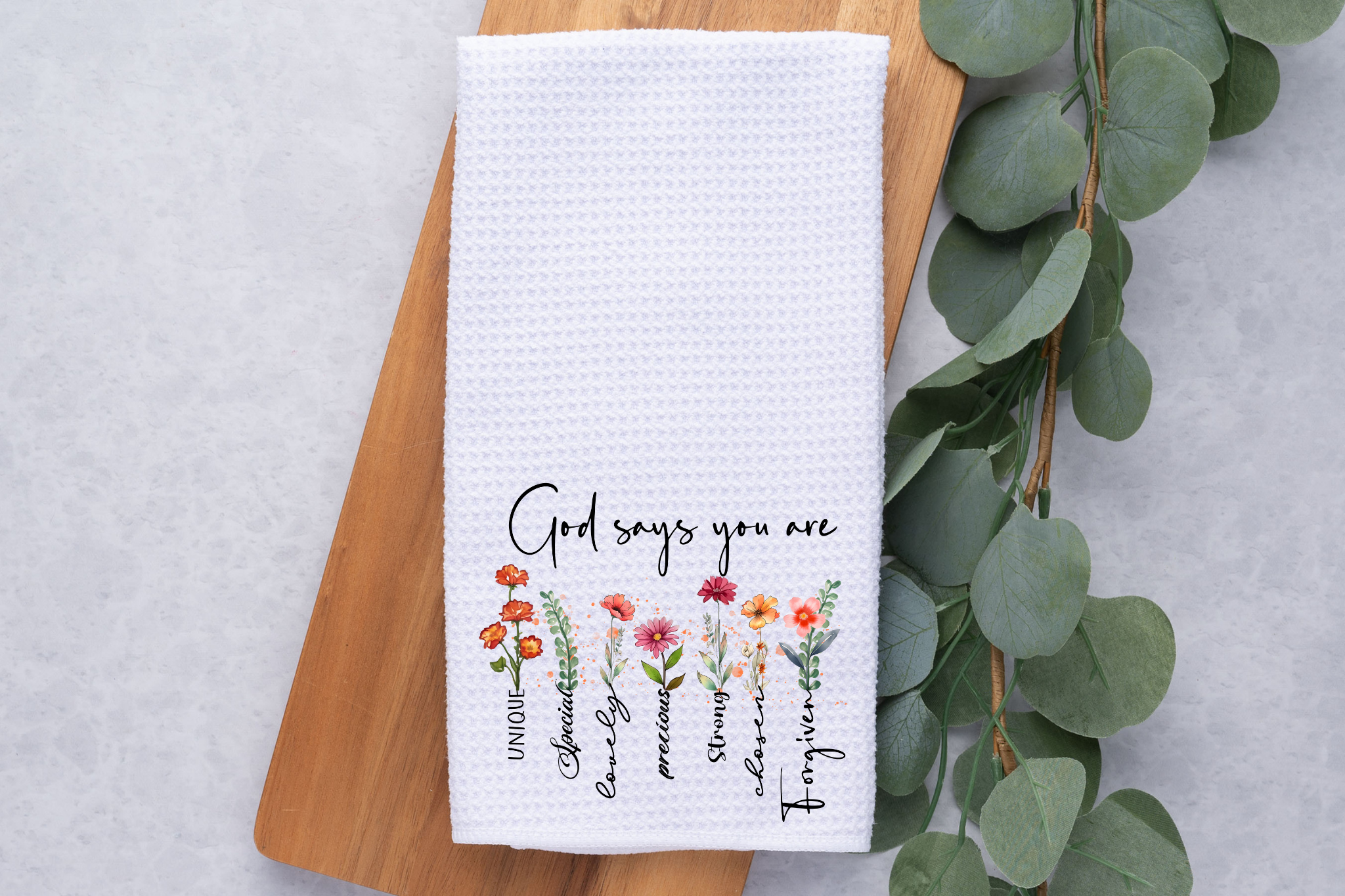 God Says You Are Kitchen Towel, 16"x24" Waffle Weave Dish Towel, Inspirational Gift