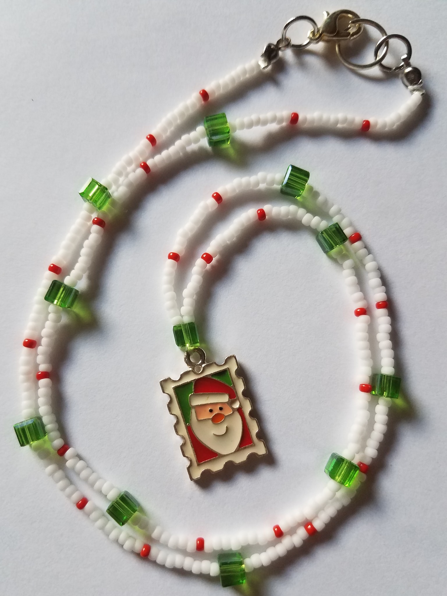Santa Stamp Beaded Necklace