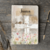 Personalized Watercolor Cross Faux Leather Notebook, Christian Gift, Personal Journal, Bible Study Notes