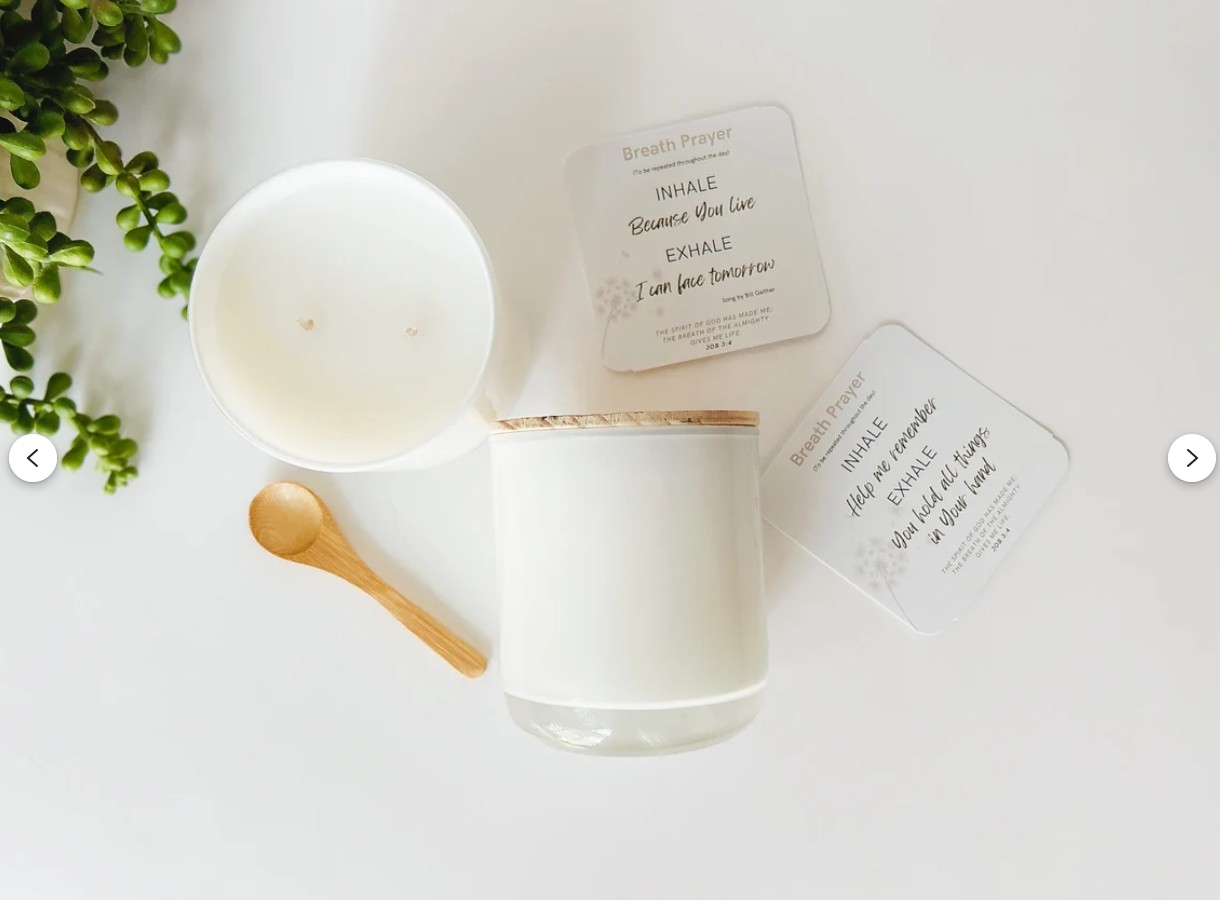 Christian Gift Set, Candle and Breath Prayer Card set with Stand for Grief Support, Comfort and Thinking of You Gift. - Image 6