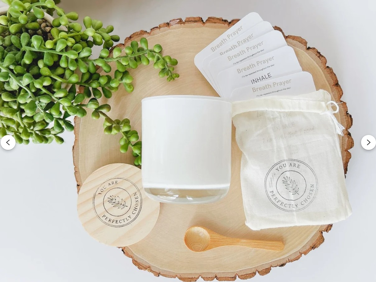 Christian Gift Set, Candle and Breath Prayer Card set with Stand for Grief Support, Comfort and Thinking of You Gift. - Image 7