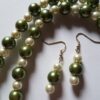 Pearly Cream and Green Necklace Set