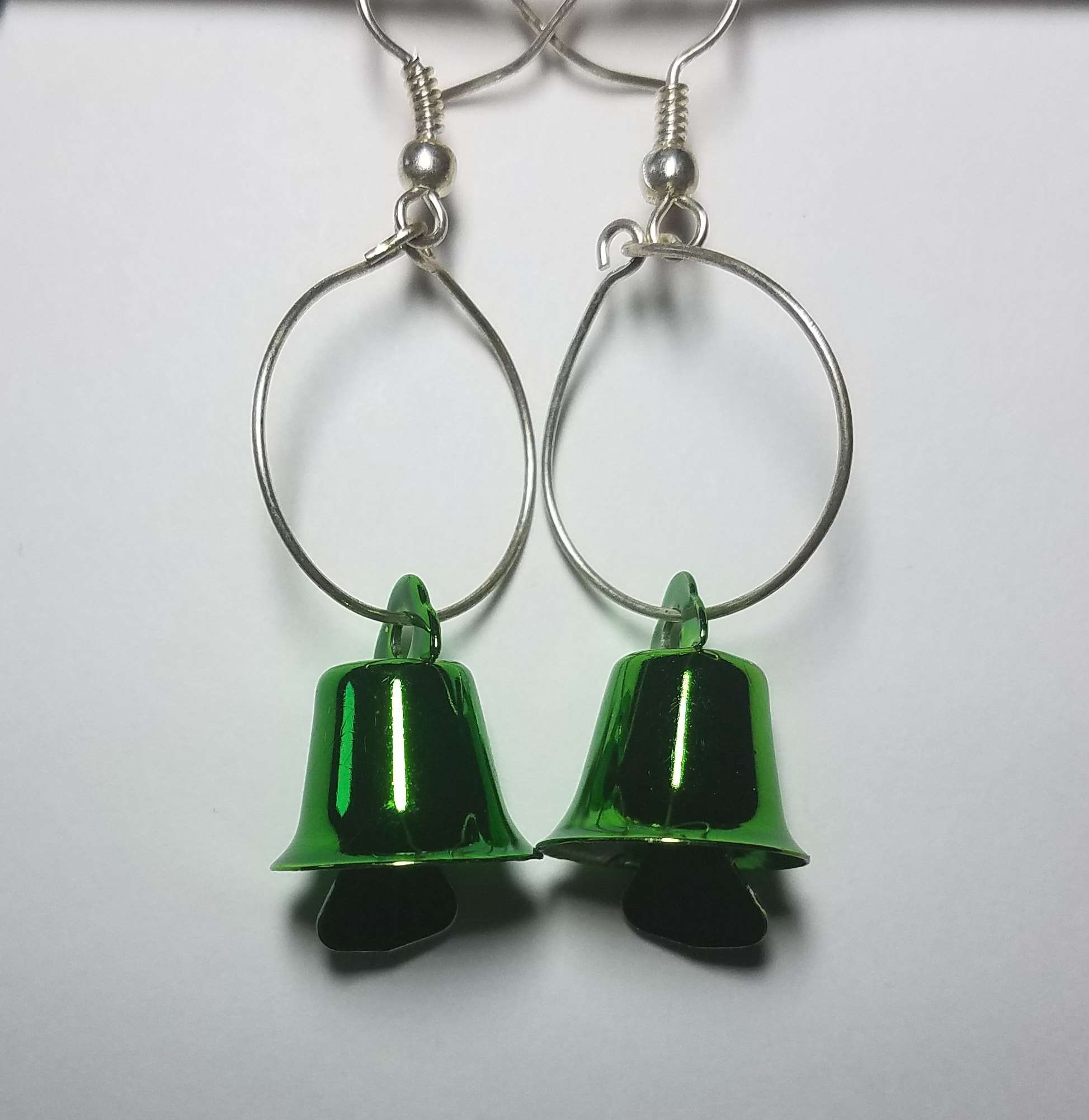 Chime Bell Green Hoop Earrings