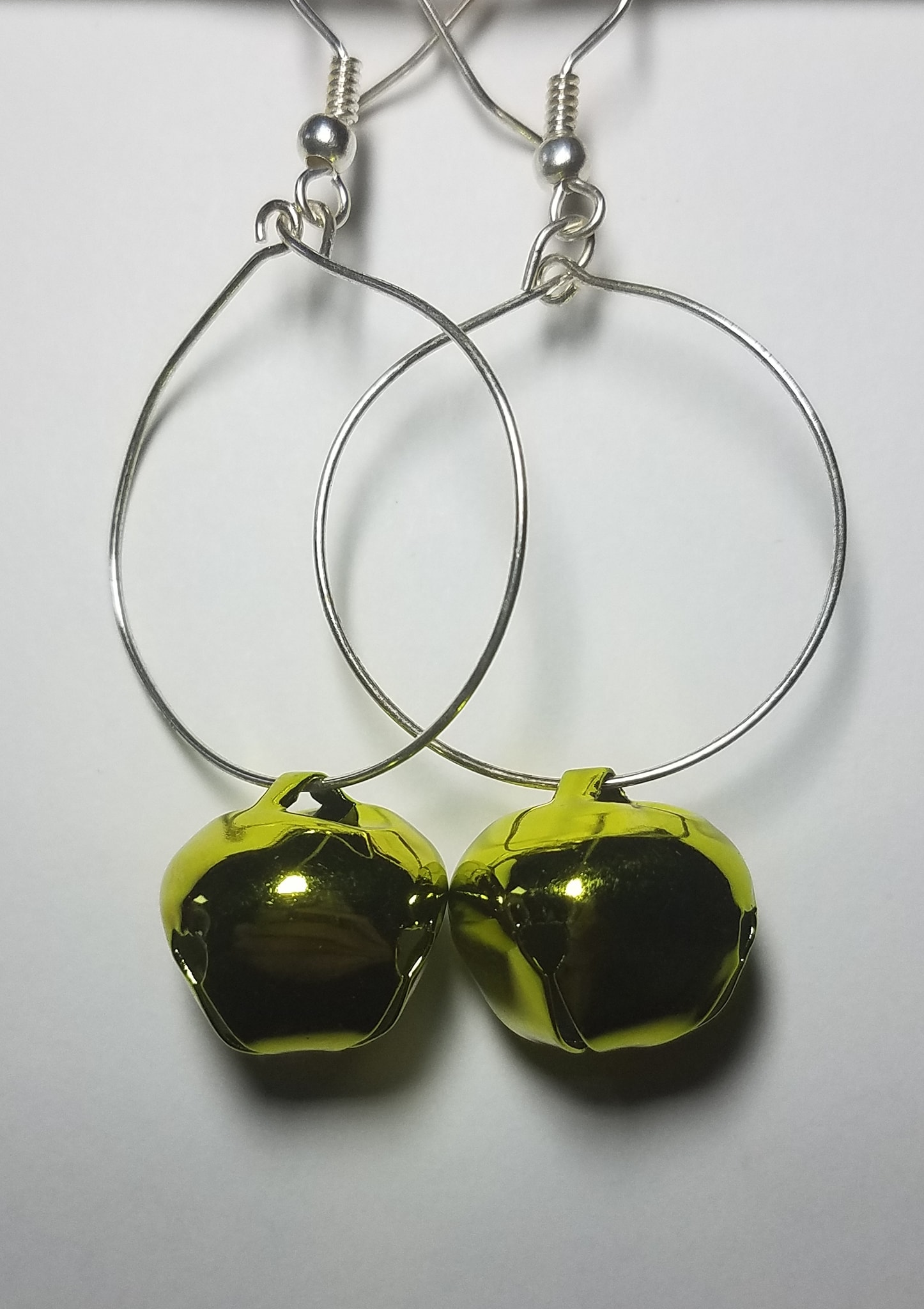 Jingle Bell Large Green Hoop Earrings