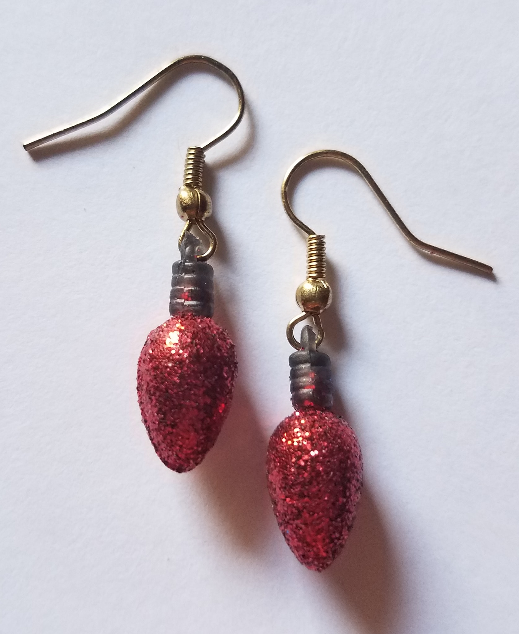 Mini Glitter Light Red Earrings