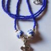 French Blue Beaded Cross Necklace