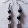 Hoots Silver Black Dangle Earrings