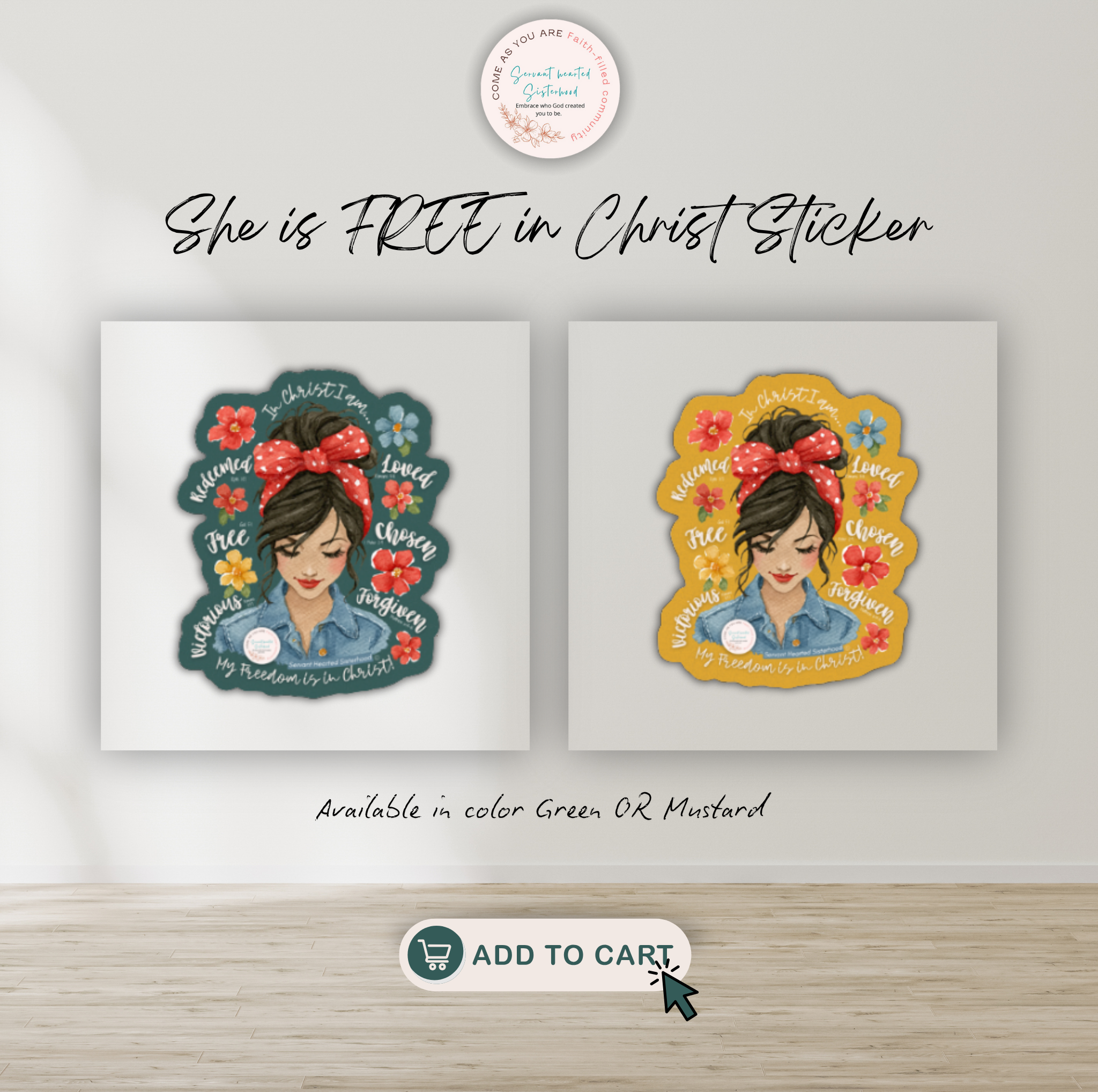 She is FREE in Christ Sticker