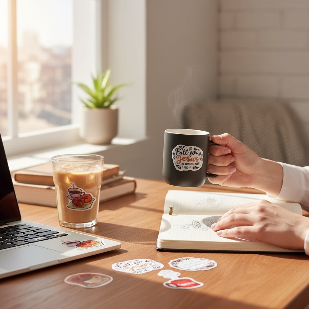 Morning Jesus Donut and Coffee Stickers