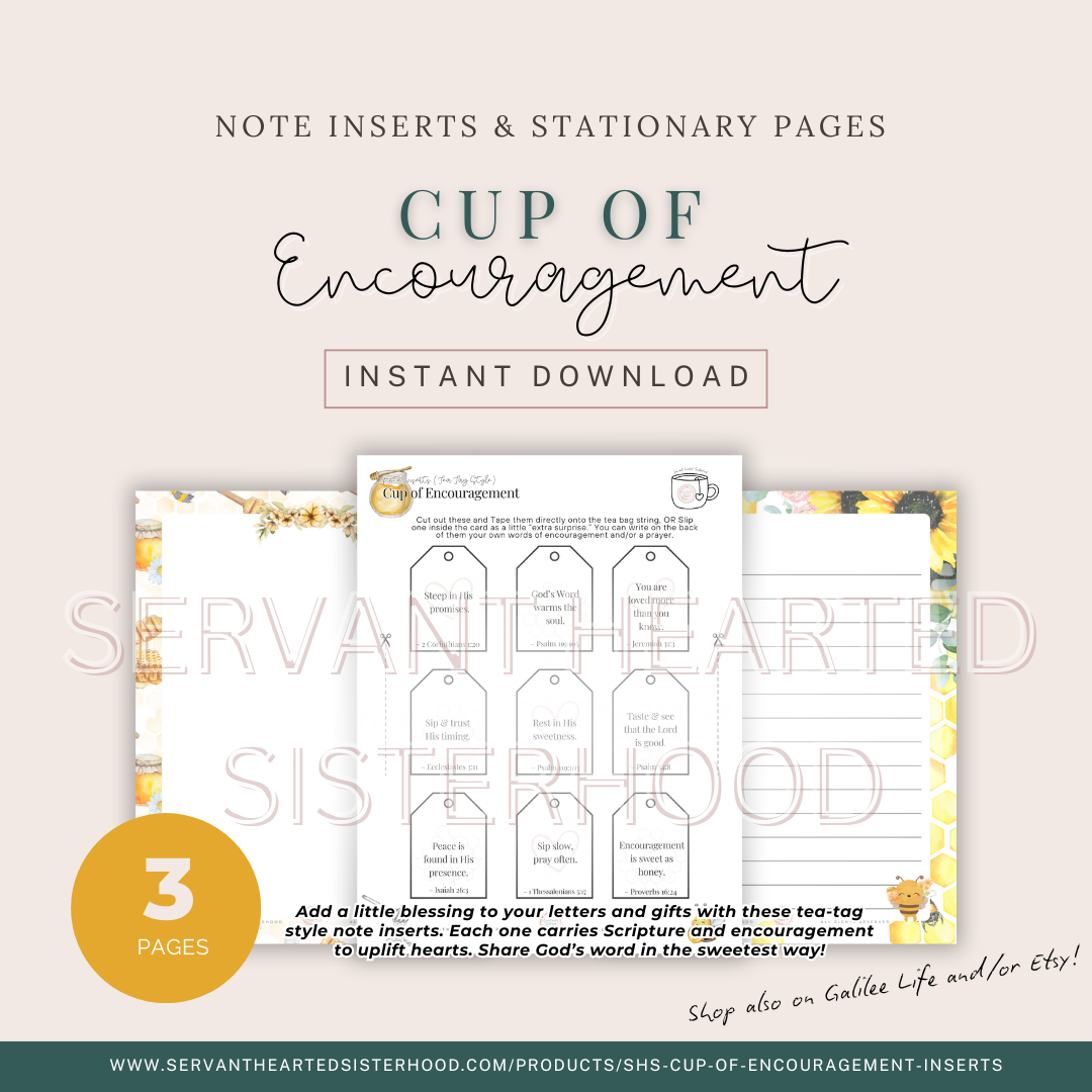 SHS Cup of Encouragement - Note Inserts & Stationary Pages (instant download)