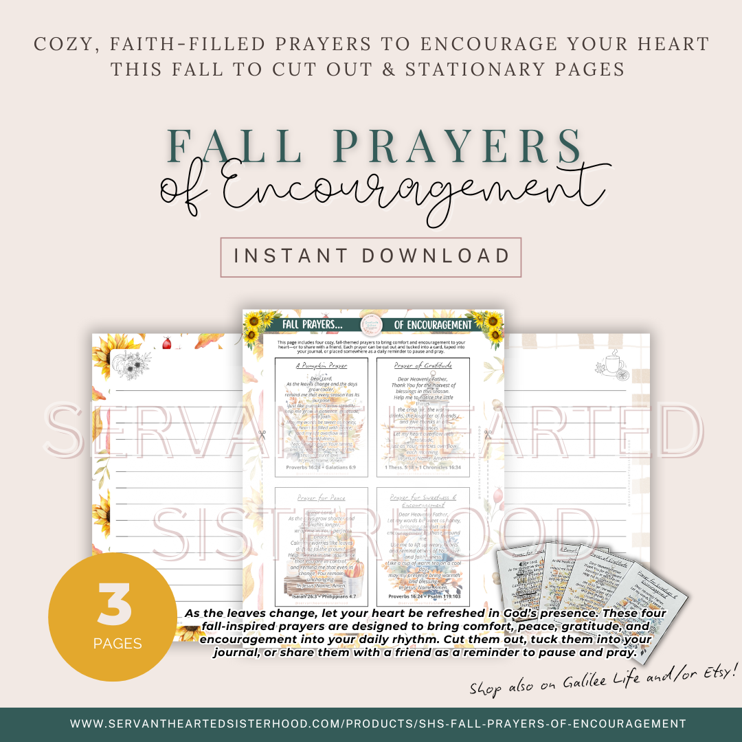 SHS Fall Prayers of Encouragement & Stationary Pages (instant download)
