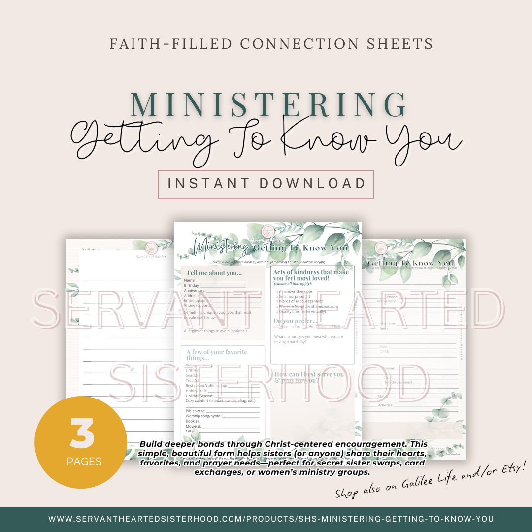 SHS Ministering Getting To Know You Sheets (instant download)