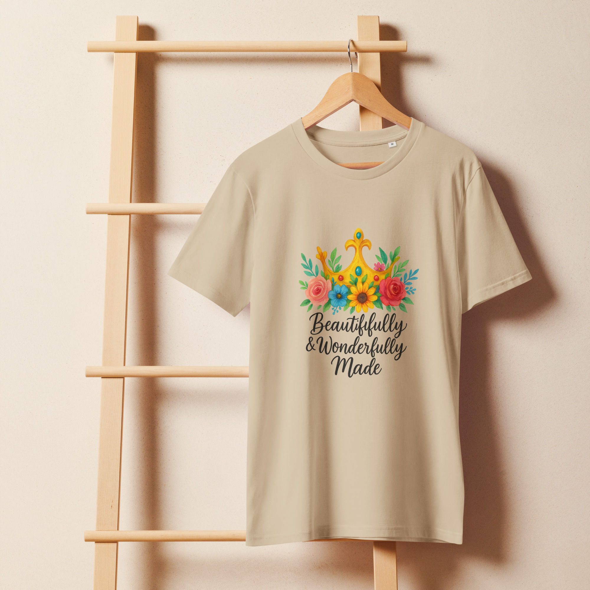 Beautifully and Wonderfully Made Unisex Organic Mid-light Christian T-shirt - Image 2