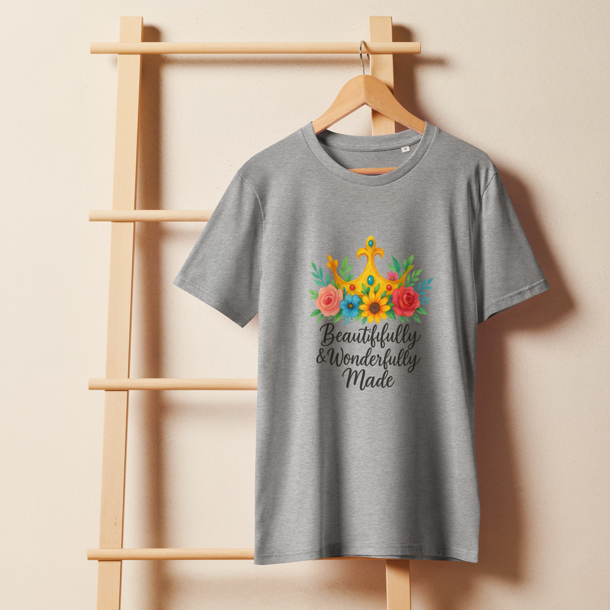 Beautifully and Wonderfully Made Unisex Organic Mid-light Christian T-shirt - Image 3