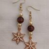 Pearl & Wood Snowflake Dangle Earrings