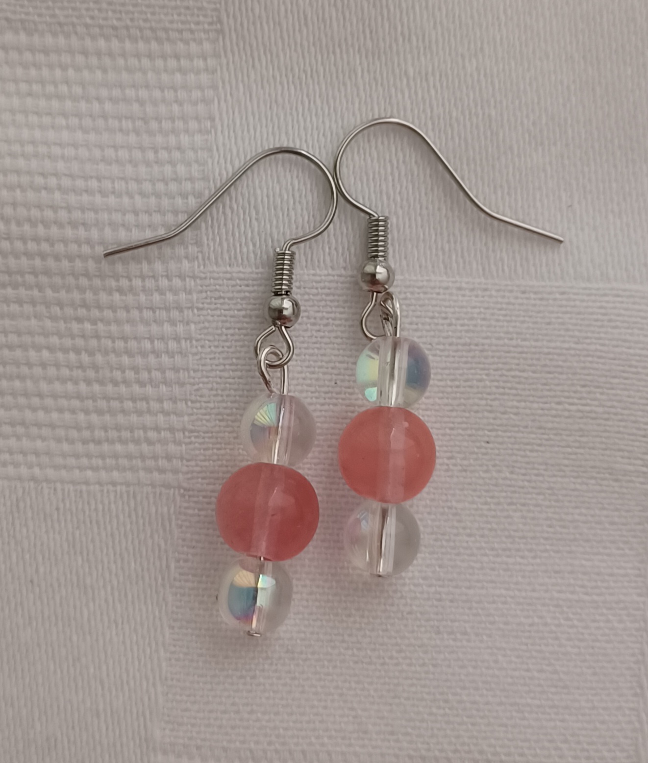 Coral Ice Bubble Dangle Earrings