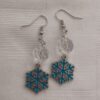 Crystal & Teal Snowflake Dangle Earrings