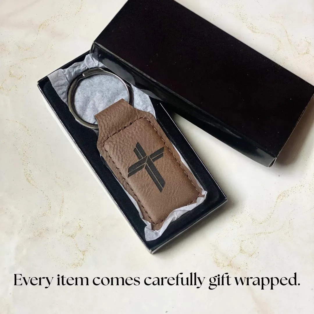 Custom Keychain | When I Am Afraid, I Will Trust in You – Engraved Leather | Psalm 56:3 | Christian Gift | Gift Wrapped | Buy One, Give One - Image 2