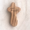 Handheld Olive Wood Cross – FAITH Engraved – Comfort Prayer Cross from Bethlehem | Free Shipping