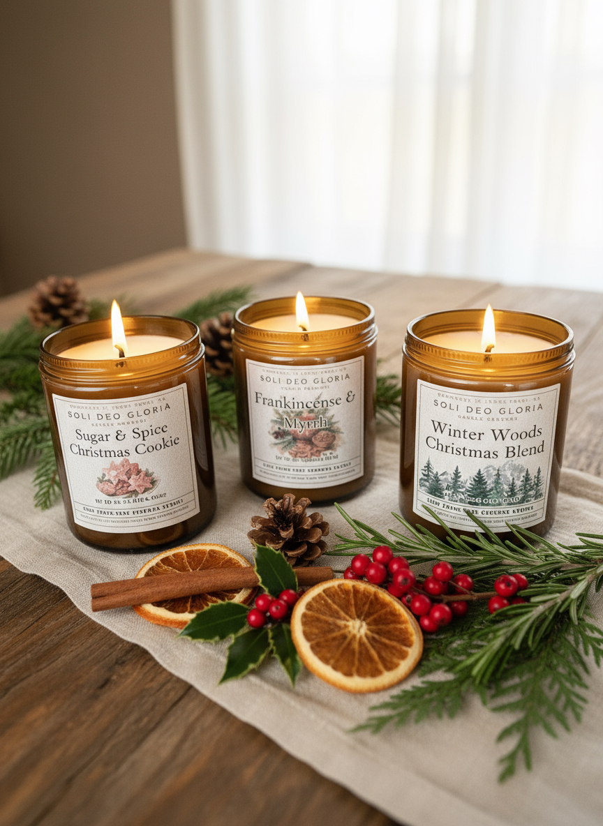 Christmas Beeswax Candle Bundle | 3 Pack | Winter Woods, Christmas Cookie, Frank & Myrrh