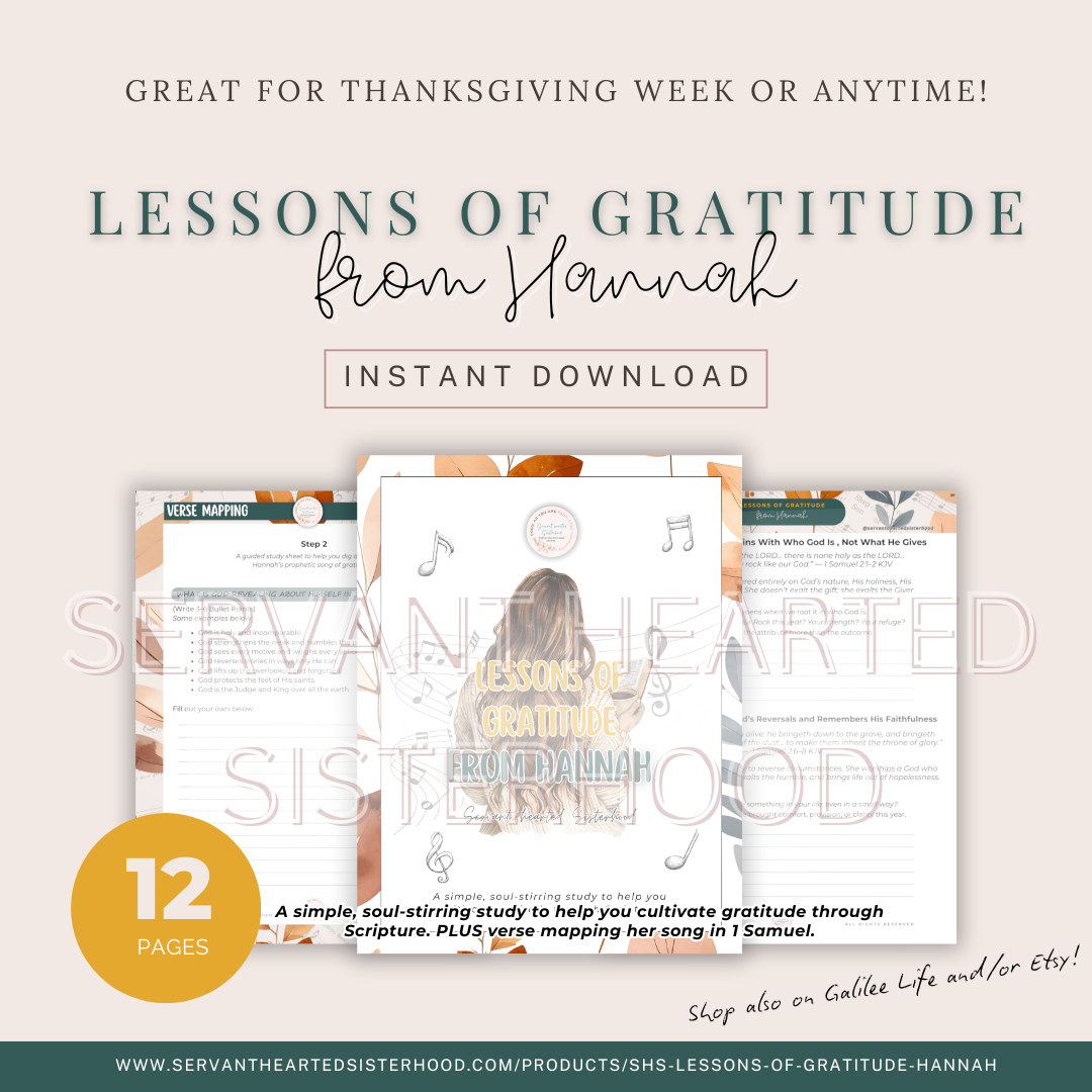 SHS Lessons of Gratitude from Hannah (instant download)