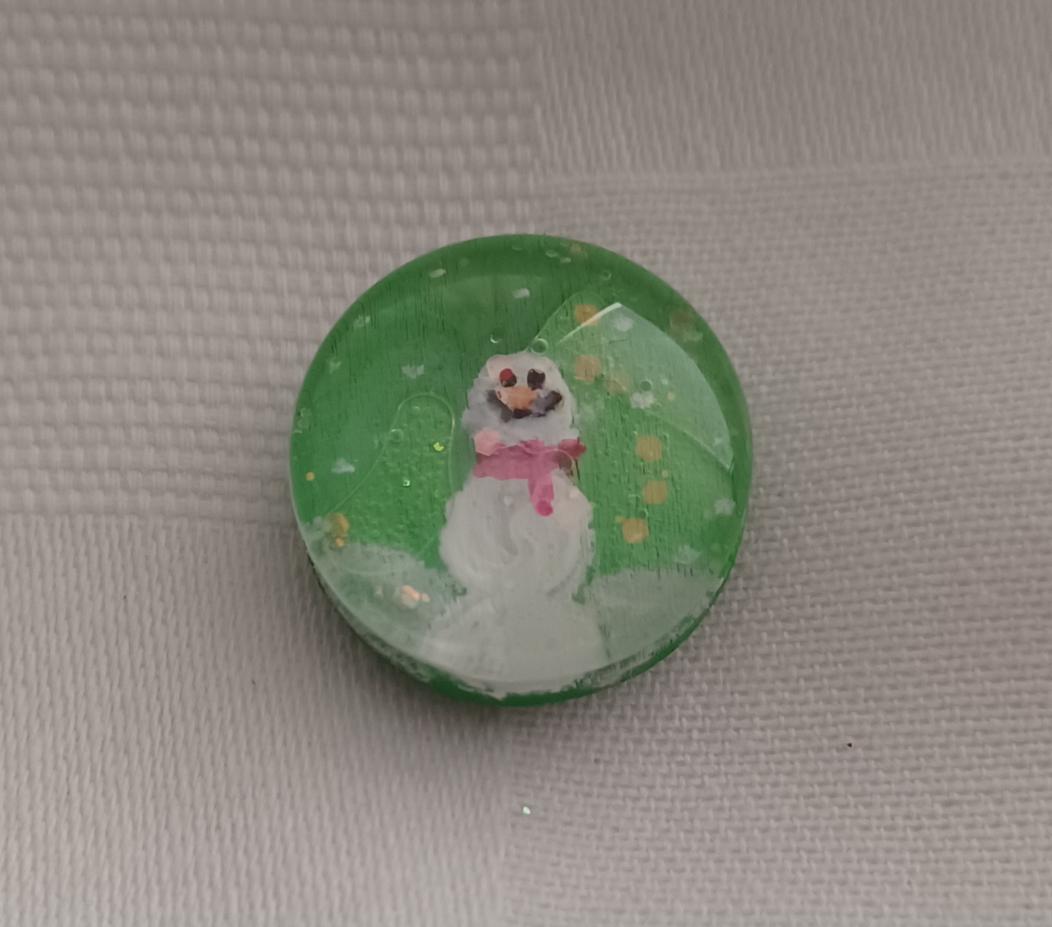 Snow Globe Green Baby Art Magnet