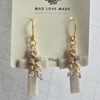 I Am The Vine - Cross with Vine Dangle Earrings Ivory and Gold