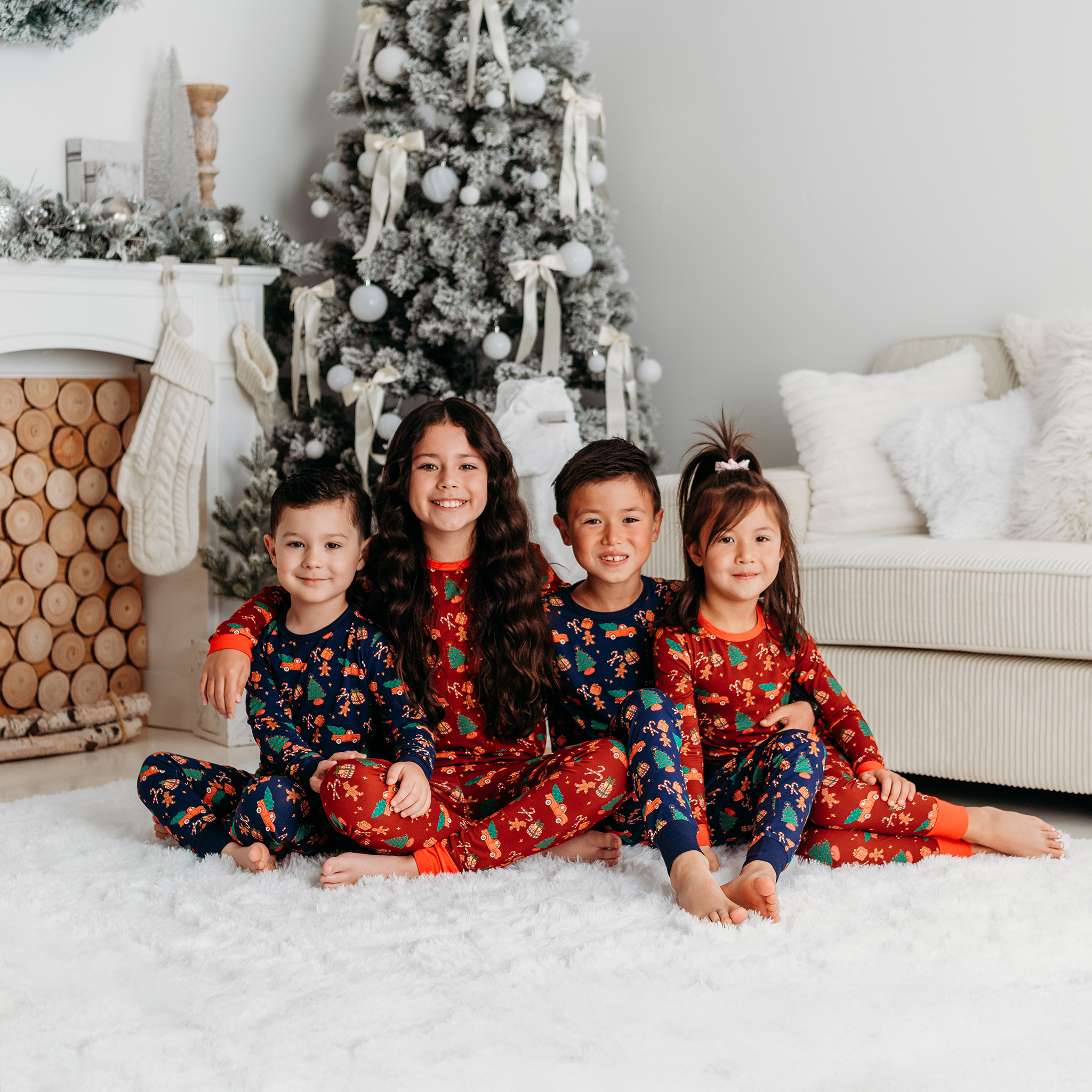 Kids’ Blue Christmas Pajama Set – Cozy Bamboo PJs with Red Truck & Tree Print (2025 Limited Edition) (Copy) - Image 2