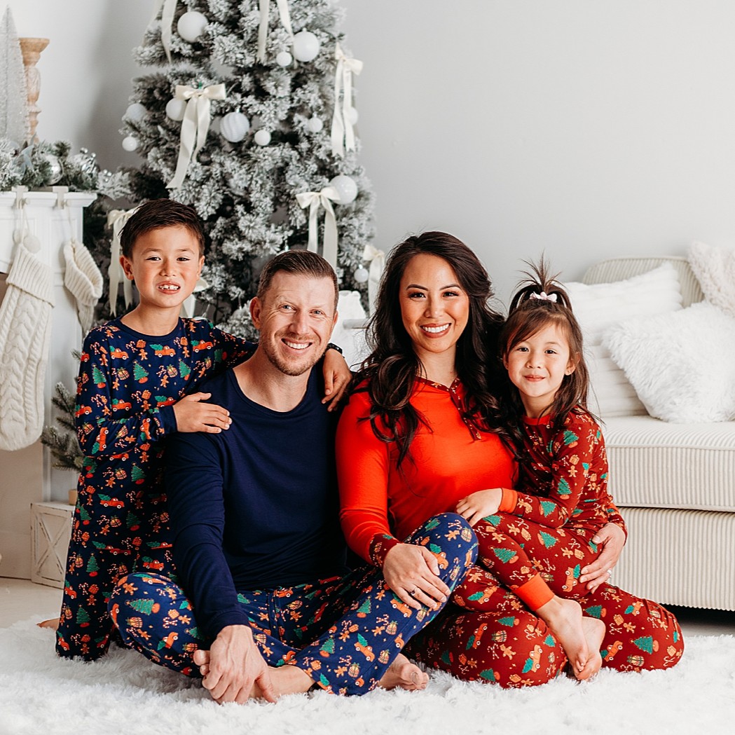 Kids’ Blue Christmas Pajama Set – Cozy Bamboo PJs with Red Truck & Tree Print (2025 Limited Edition) (Copy) - Image 4
