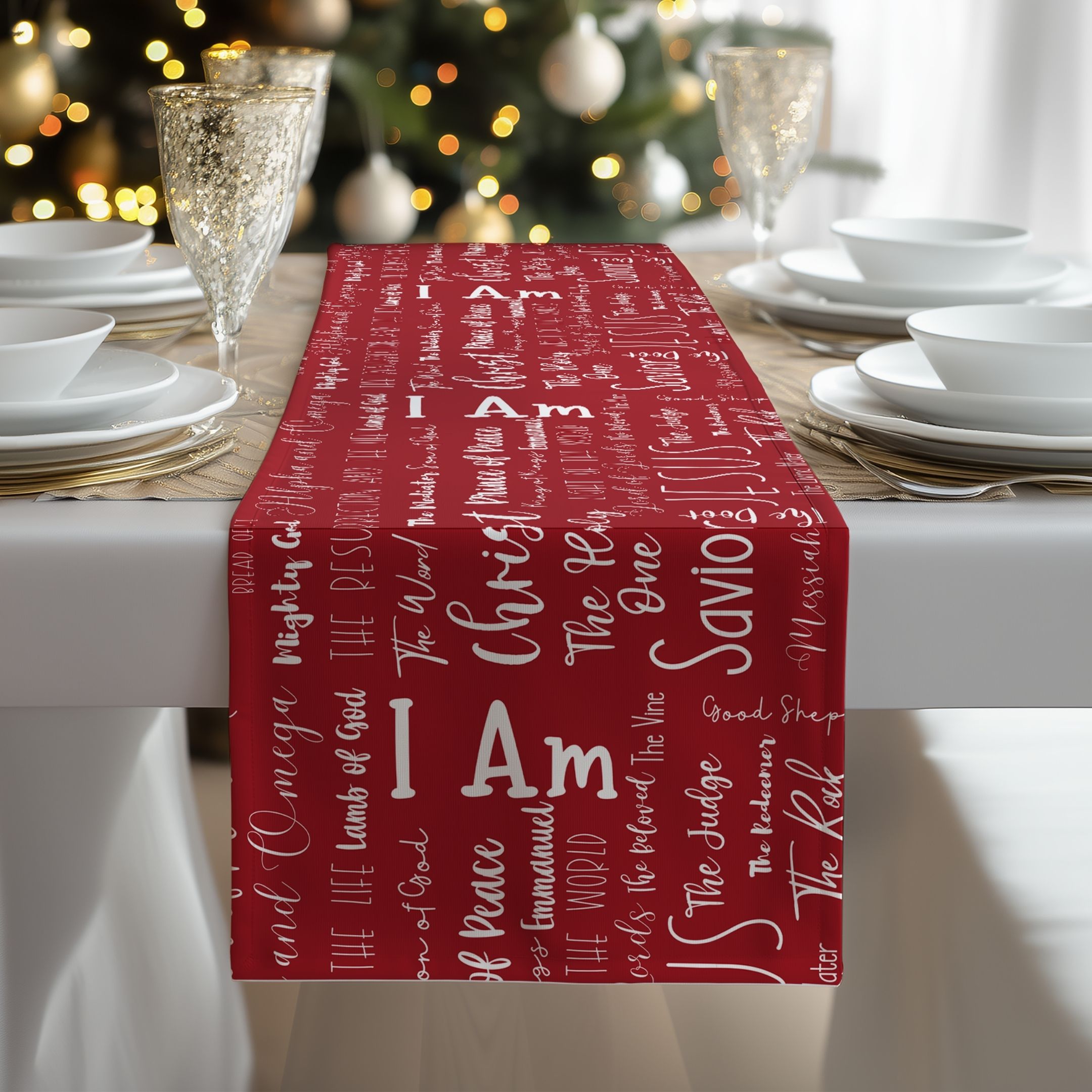 Christian Jesus Name Table Runner Scripture Unique Gift Religious Family Decor Pastor Appreciation Gift Christmas Church Altar Centerpiece