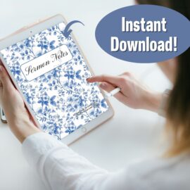 Sermon Notes Template Digital Download Bible Study Planner Church Journal Prayer Document Printable Pages Notebook Christian Design Blue Floral Pattern White Background Spiritual Growth Guide Pastor Message Recording Sunday Service