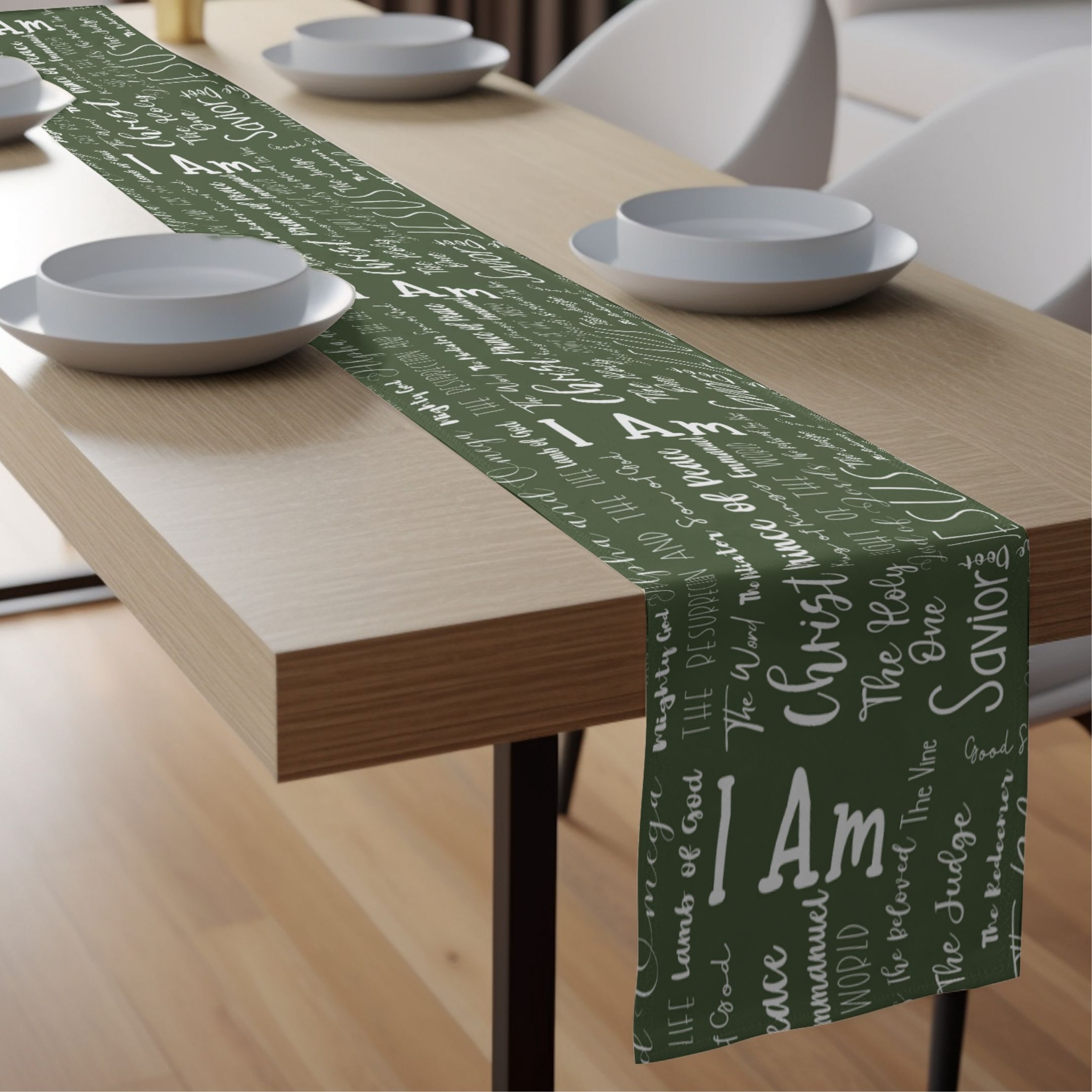 Christian Jesus Name Table Runner Scripture Unique Gift Religious Family Decor Pastor Appreciation Gift Christmas Church Altar Centerpiece - Image 2