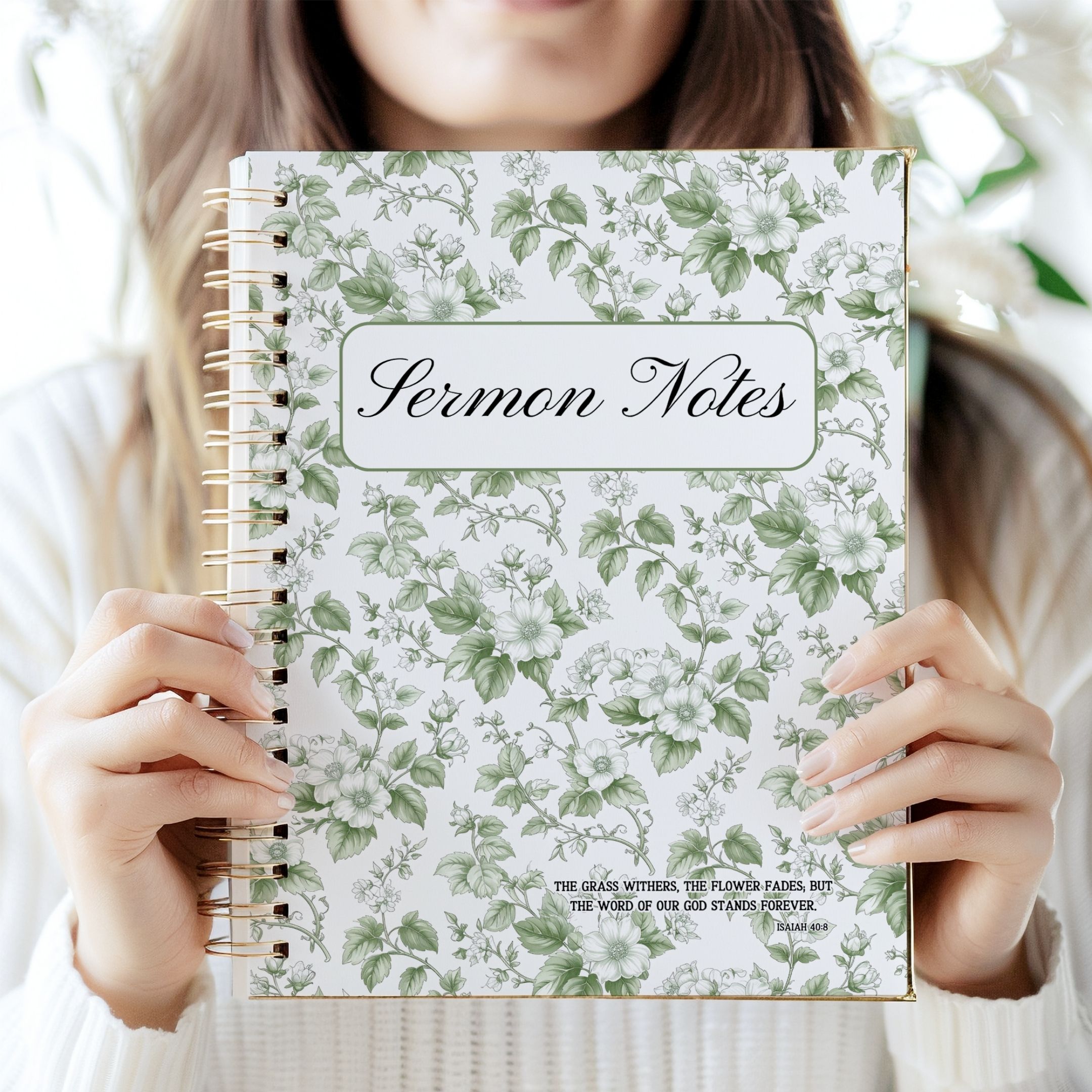 Green Floral Sermon Notes Template Christian Bible Planner Printable Faith Journal Digital Download Church and Prayer Notes - Image 6
