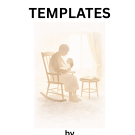 Cover of 'Blessing Card Templates' by L M Duvall with a silhouette of a person in a rocking chair.
