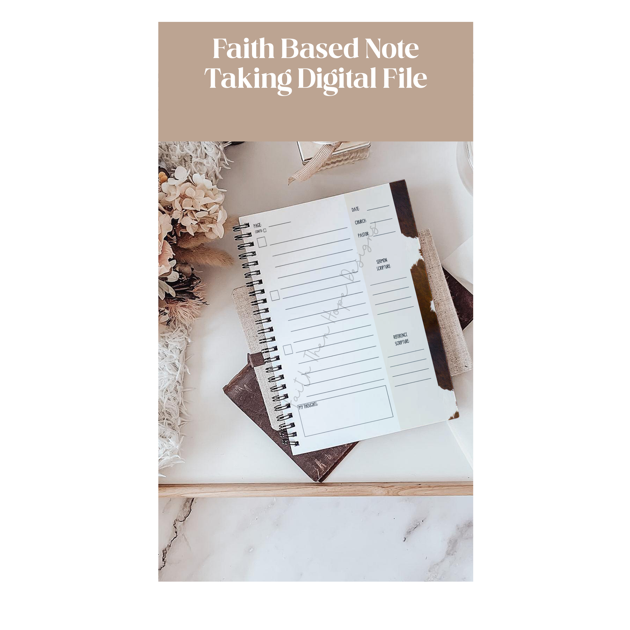 Cowhide Pattern Digital Sermon Journal Church Notes Western Style Prayer Reflection Notebook Christian Study Companion Scripture Diary - Image 10