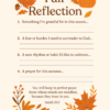 Fall-themed Christian journaling page with guided reflection prompts, autumn leaves and pumpkin illustrations, and Scripture from Isaiah 26:3.