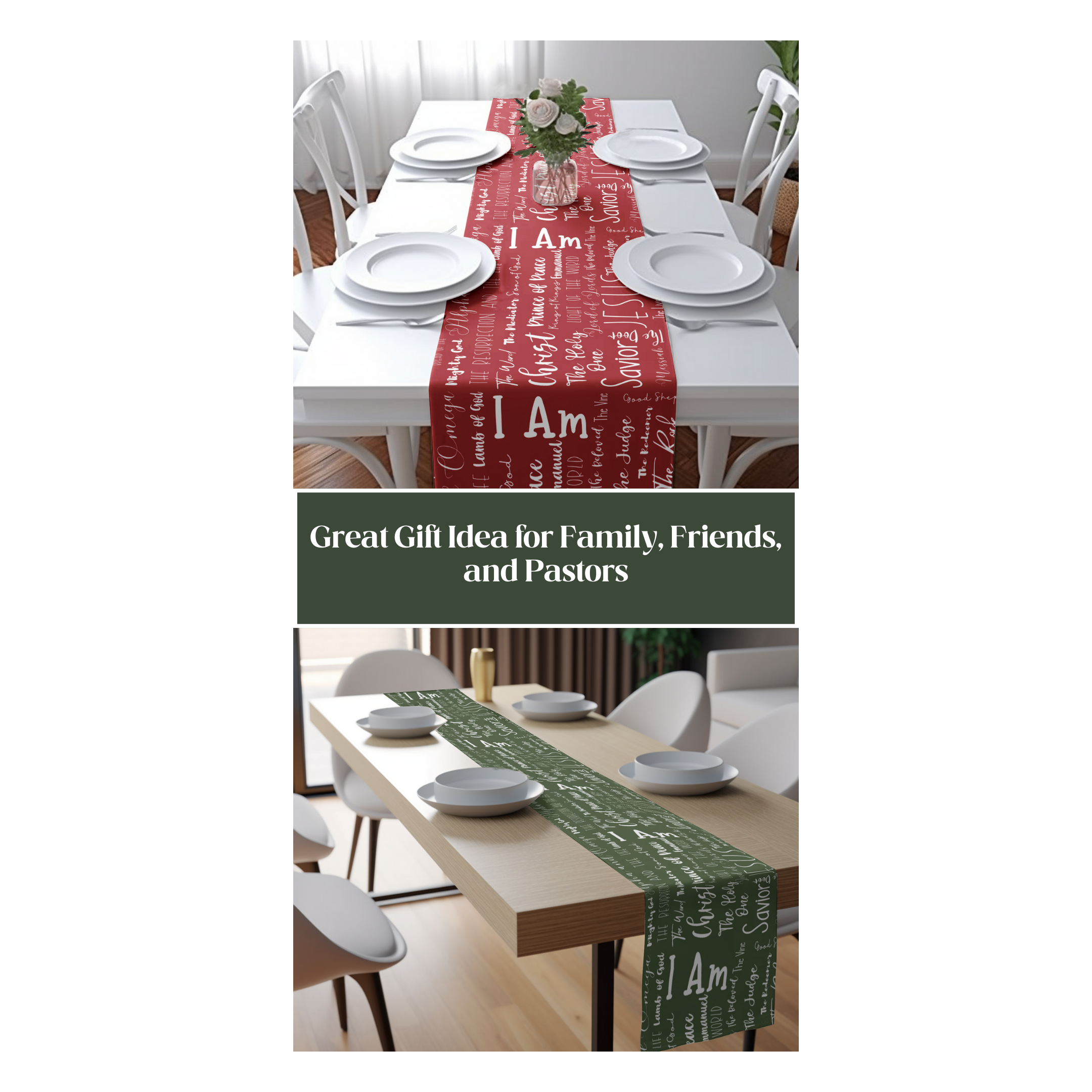 Christian Jesus Name Table Runner Scripture Unique Gift Religious Family Decor Pastor Appreciation Gift Christmas Church Altar Centerpiece - Image 9