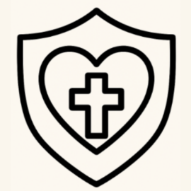 Christian bookmark with the message “God gives you peace,” a shield-and-heart cross icon, and a QR code linking to duvallcuriosities.com.