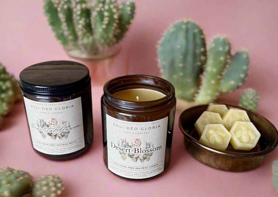 Desert Blossom Non-Toxic Beeswax Candle & Wax Melt – Essential Oil Infused - Image 3